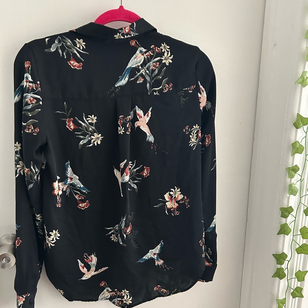 H&M Black Blouse with Floral Print